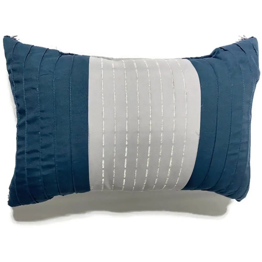 South Shore Fine Linens Accent Throw Pillows Gray and Blue Lot of 2 17x11x5